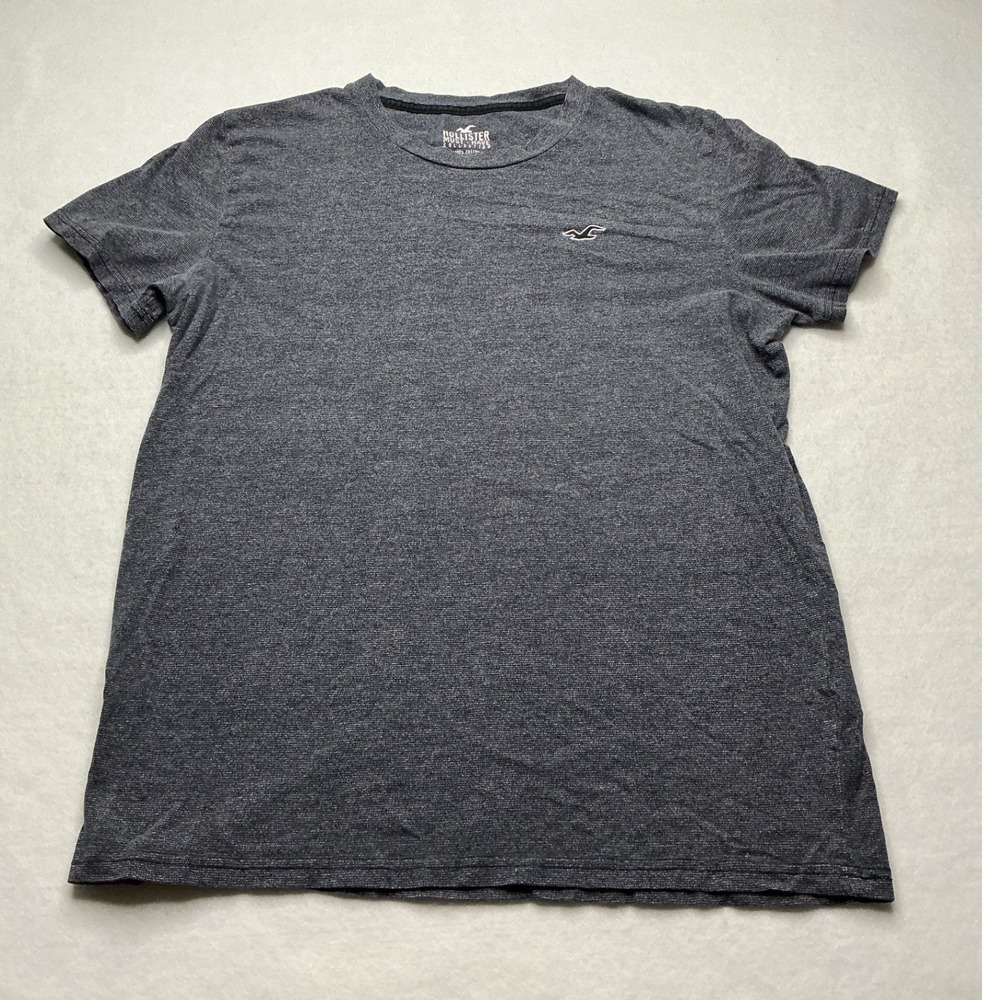 Hollister Must-Have Collection Men S Dark Gray Heather Cotton T-Shirt Logo